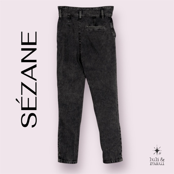 Sézane Austin High‑Waisted Paperboy Jeans Black Ankle Tapered Denim Sz0- No Belt - Picture 4 of 9